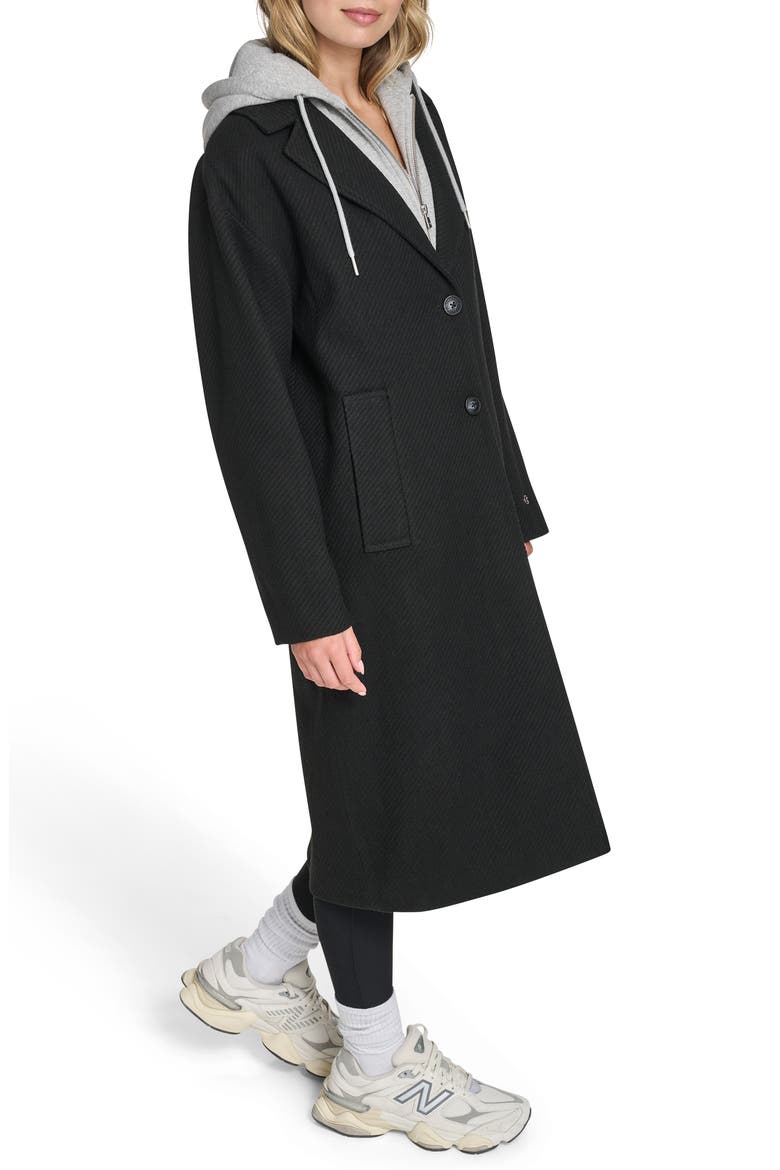 Topcoat with Removable Hooded Bib, Alternate, color, BLACK