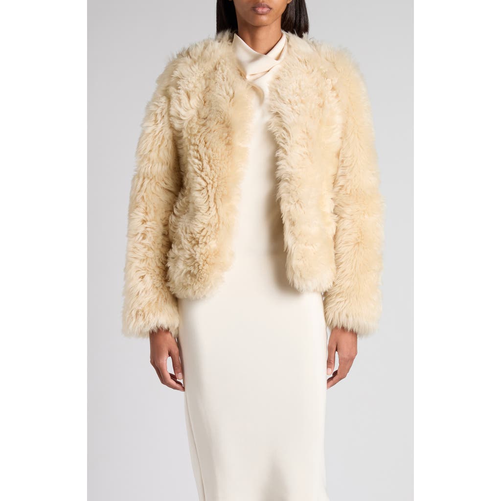 Tom Ford Curly Genuine Shearling Jacket In Yellow