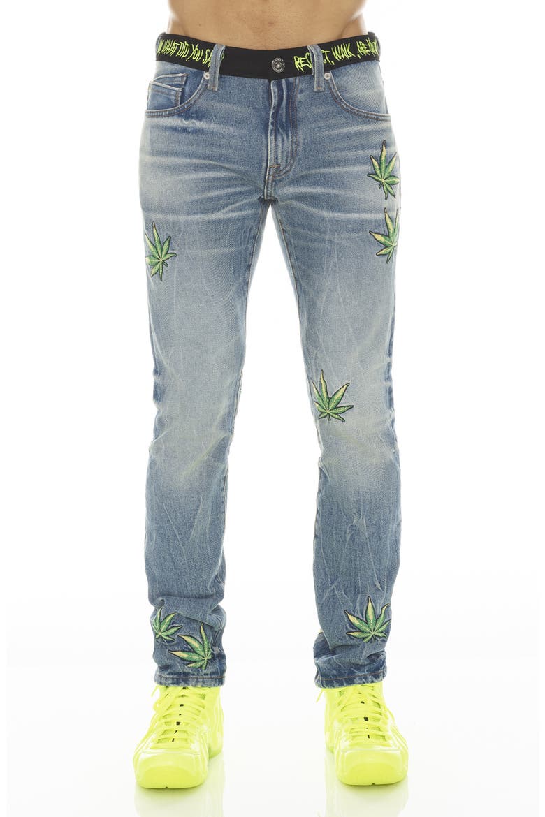 Rocker Belted Slim Straight Leg Jeans, Main, color, PANTERA