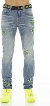 Cult of Individuality Rocker Belted Slim Straight Leg Jeans