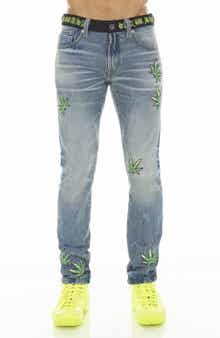 Cult of Individuality Rocker Belted Slim Straight Leg Jeans