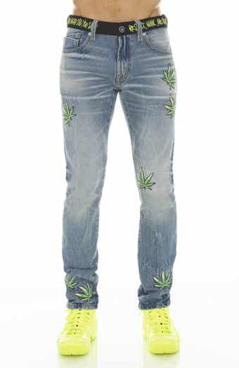 Cult of Individuality Rocker Belted Slim Straight Leg Jeans