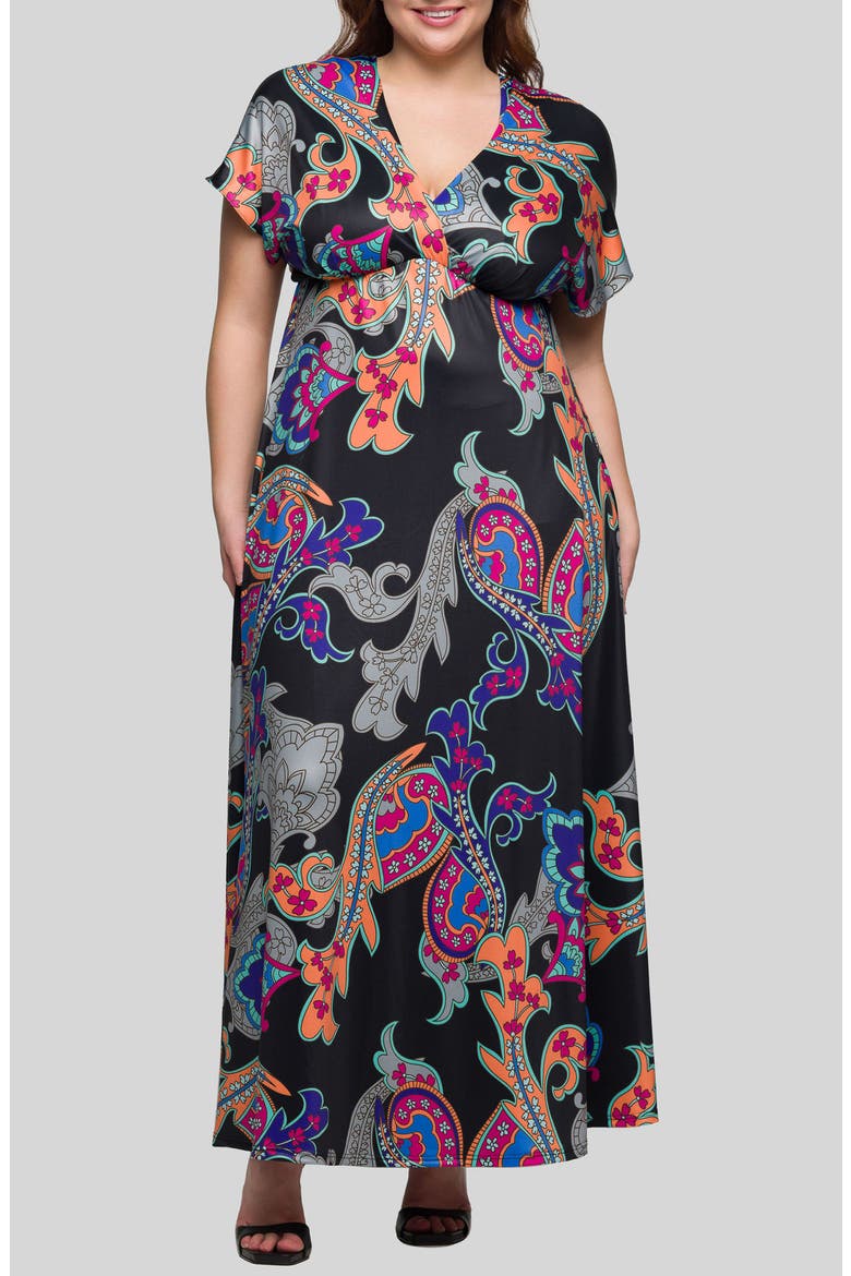 Paisley Knit Maxi Dress, Main, color, BLACK MULTI