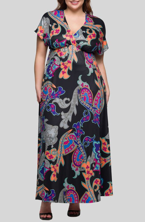 Paisley Knit Maxi Dress (Plus)