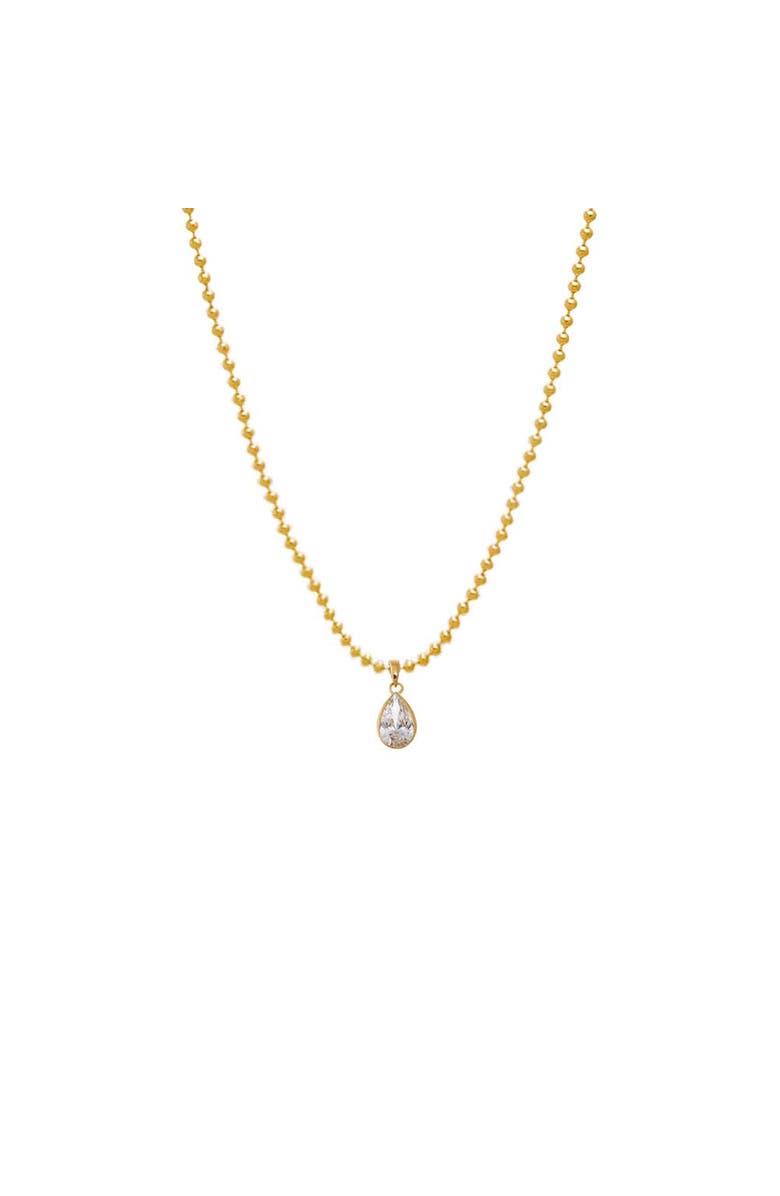 BY ADINA EDEN Lab Grown Diamond Pear Bezel Ball Link Necklace 14K, Main, color, 14K Gold - 3 Carat