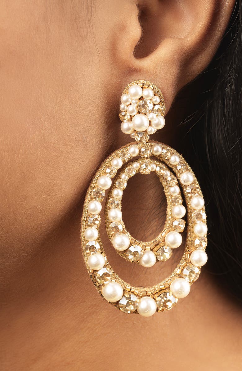 Deepa Gurnani Spencer Faux Pearl Drop Earrings, Alternate, color, Gold/ White