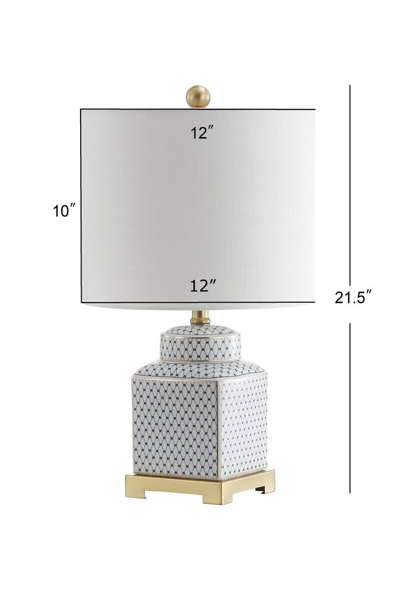 Cleo Ceramic/Metal Ginger Jar LED Table Lamp, Alternate, color, White/Navy