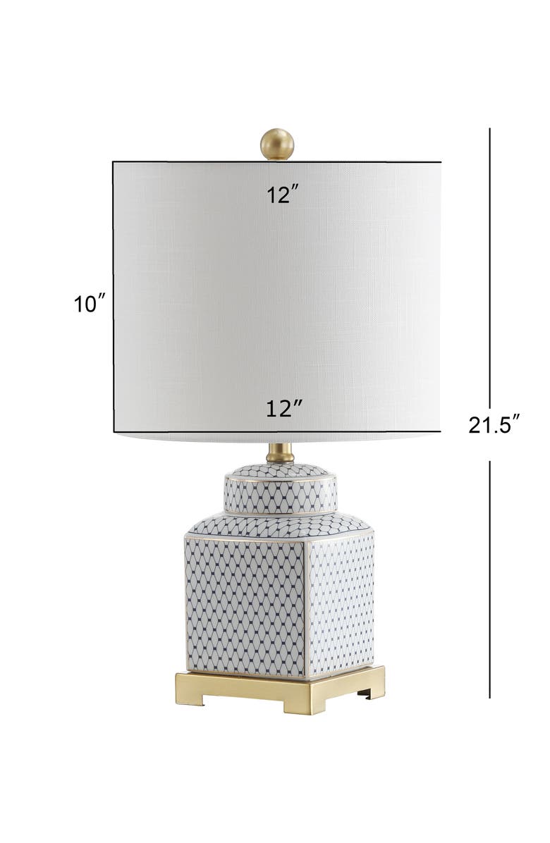 JONATHAN Y Cleo Ceramic/Metal Ginger Jar LED Table Lamp, Alternate, color, White/Navy