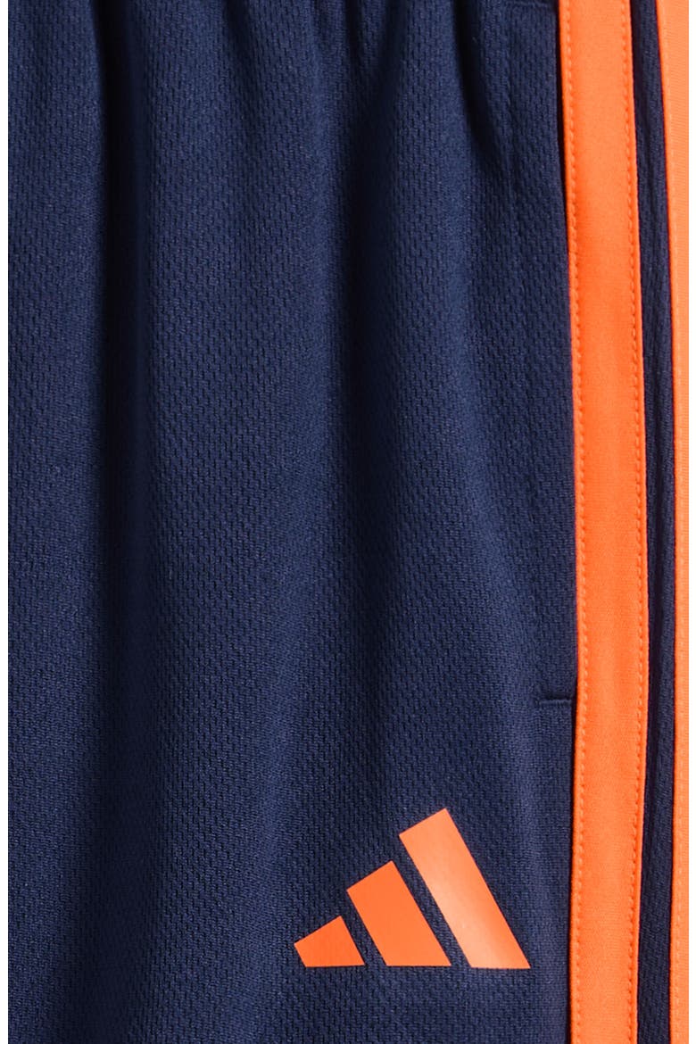 Kids' Essentials 3-Stripes Mesh Shorts, Alternate, color, NAVY/ BRIGHT ORANGE