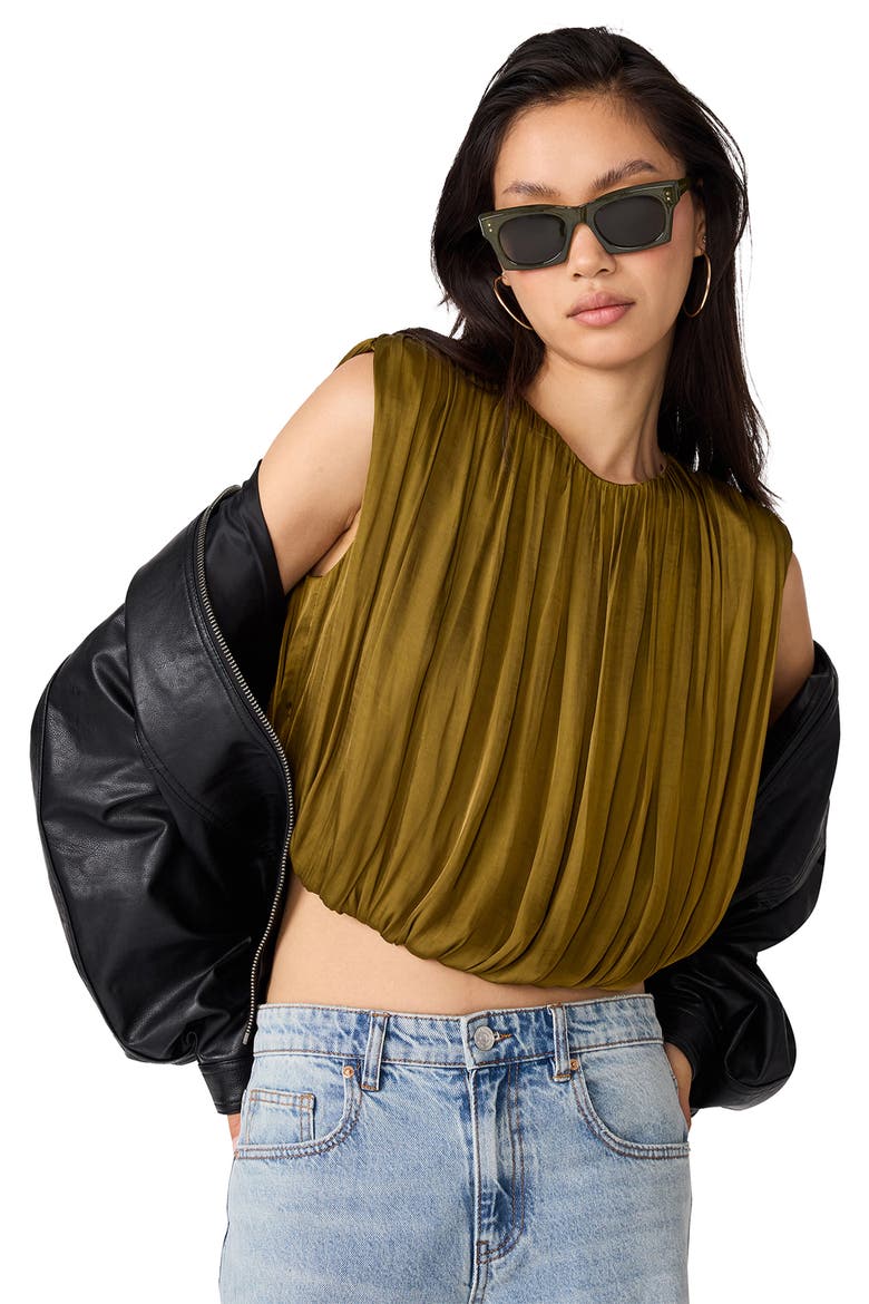 Milana Sleeveless Blouson Top, Alternate, color, FIR GREEN