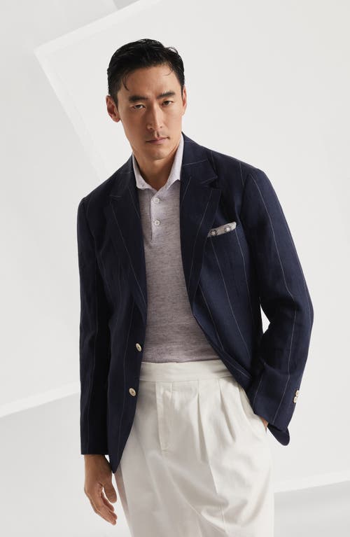 Brunello Cucinelli Linen Polo Shirt In Lilac
