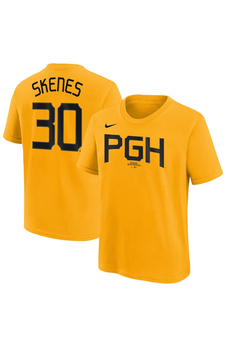 Nike Youth Nike Paul Skenes Gold Pittsburgh Pirates Fuse City Connect Name & Number T-Shirt, Main, color,