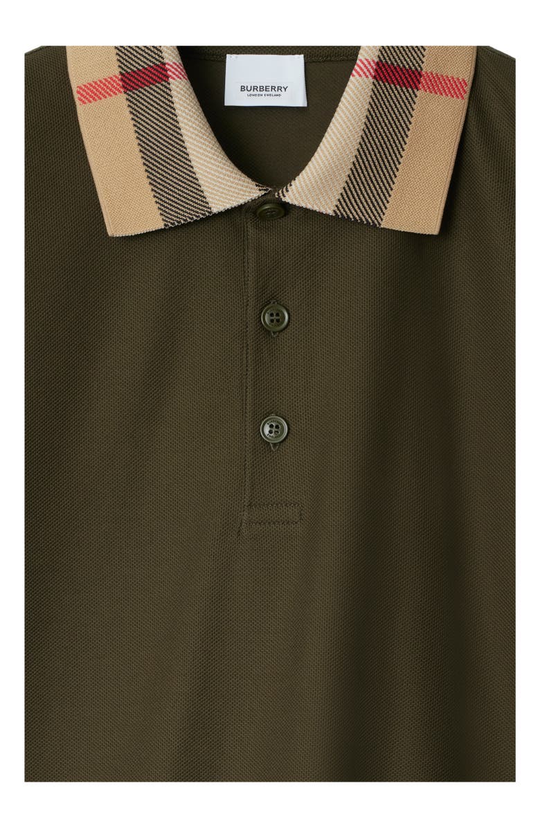 Burberry Check Collar Cotton Polo Shirt, Alternate, color, Loch