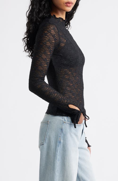 Bp. Funnel Neck Lace Top In Black