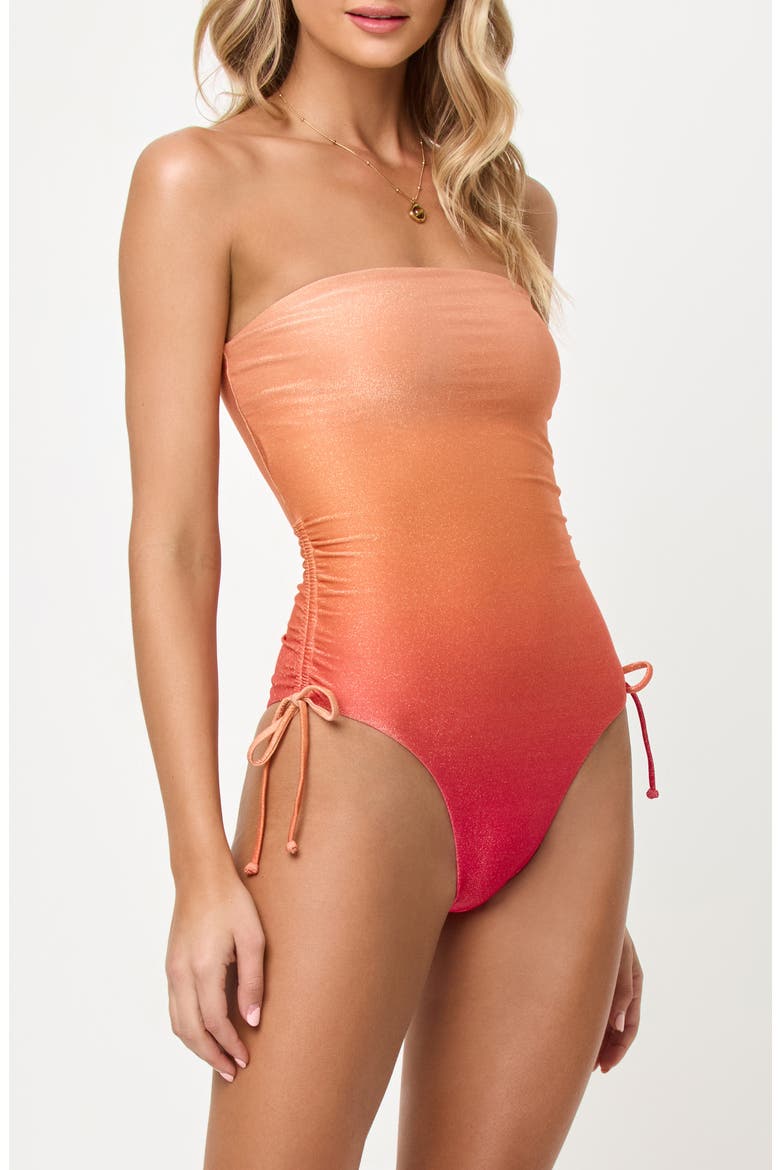 Elise Ruched Rib One-Piece Swimsuit, Alternate, color, OCASO