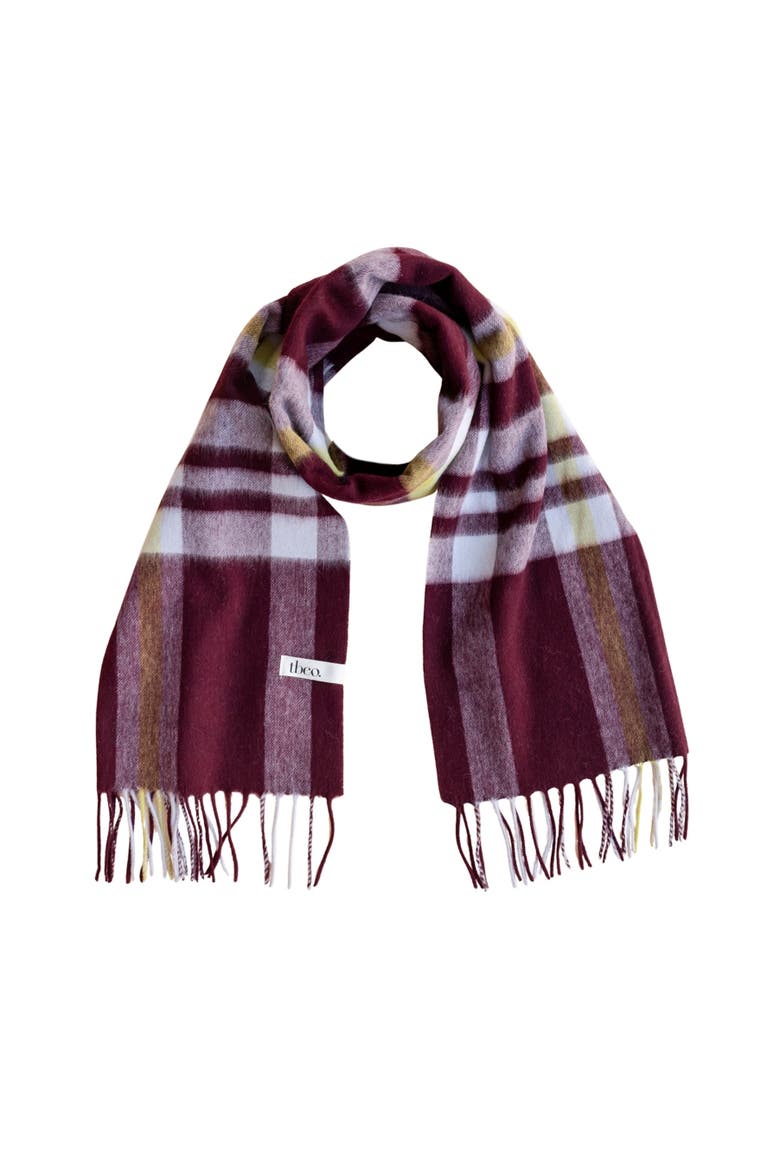 Lambswool Geomteric Pattern Oversized Scarf, Main, color, Burgundy Modern Tartan