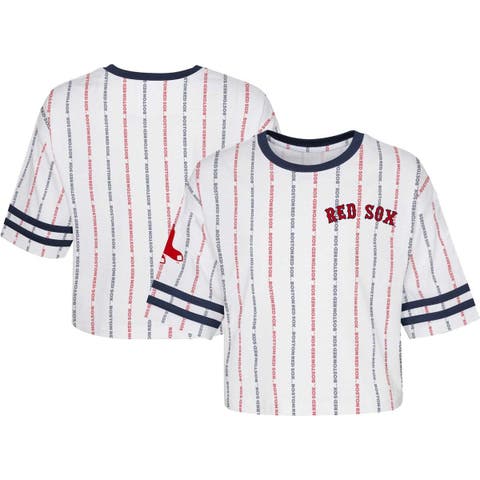 Girls Youth White Boston Red Sox Ball Striped T-Shirt