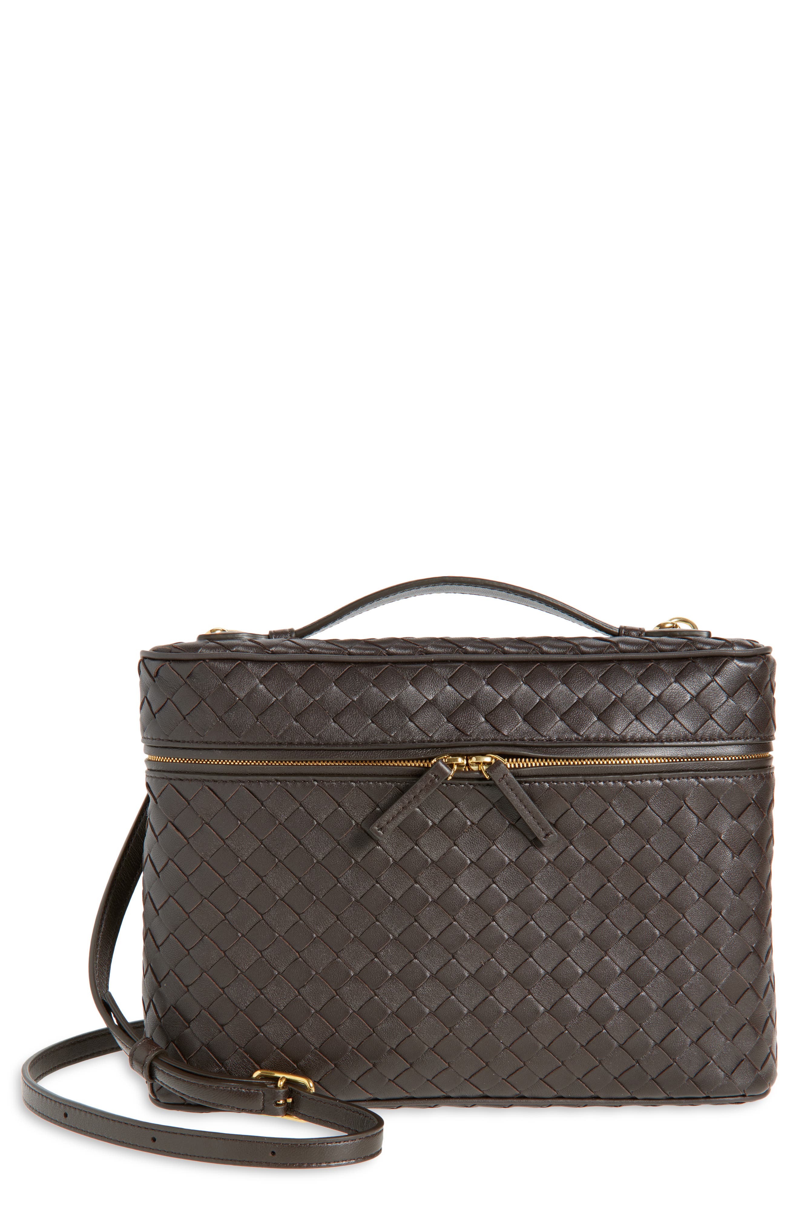Bottega Veneta Soft Vanity Intrecciato Leather Vanity Case, Main, color, 2190 Fondant-M Brass
