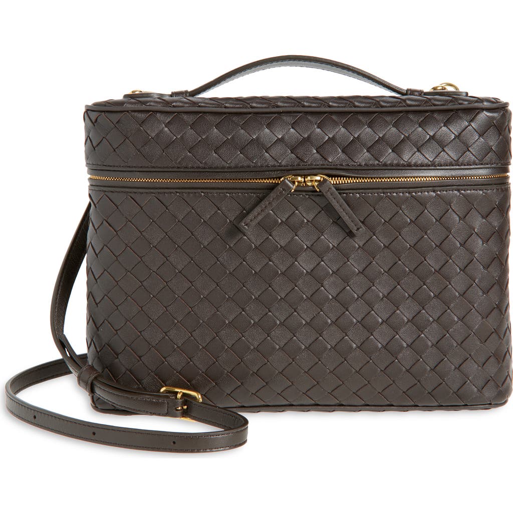Bottega Veneta Soft Vanity Intrecciato Leather Vanity Case In Brown