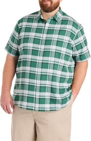 Harbor Bay by DXL Big & Tall Microfiber Plaid Sport Shirt