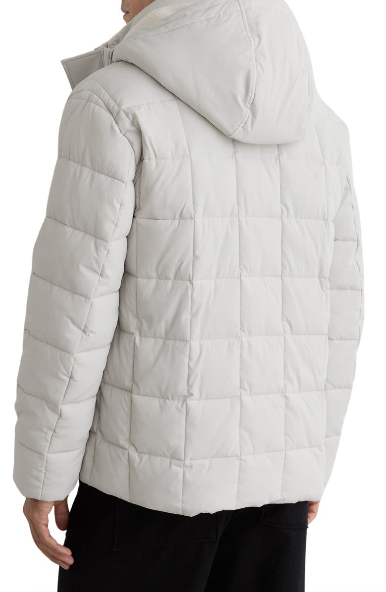 Reiss Quilted Jacket with Faux Shearling Lined Hood, Alternate, color, Stone