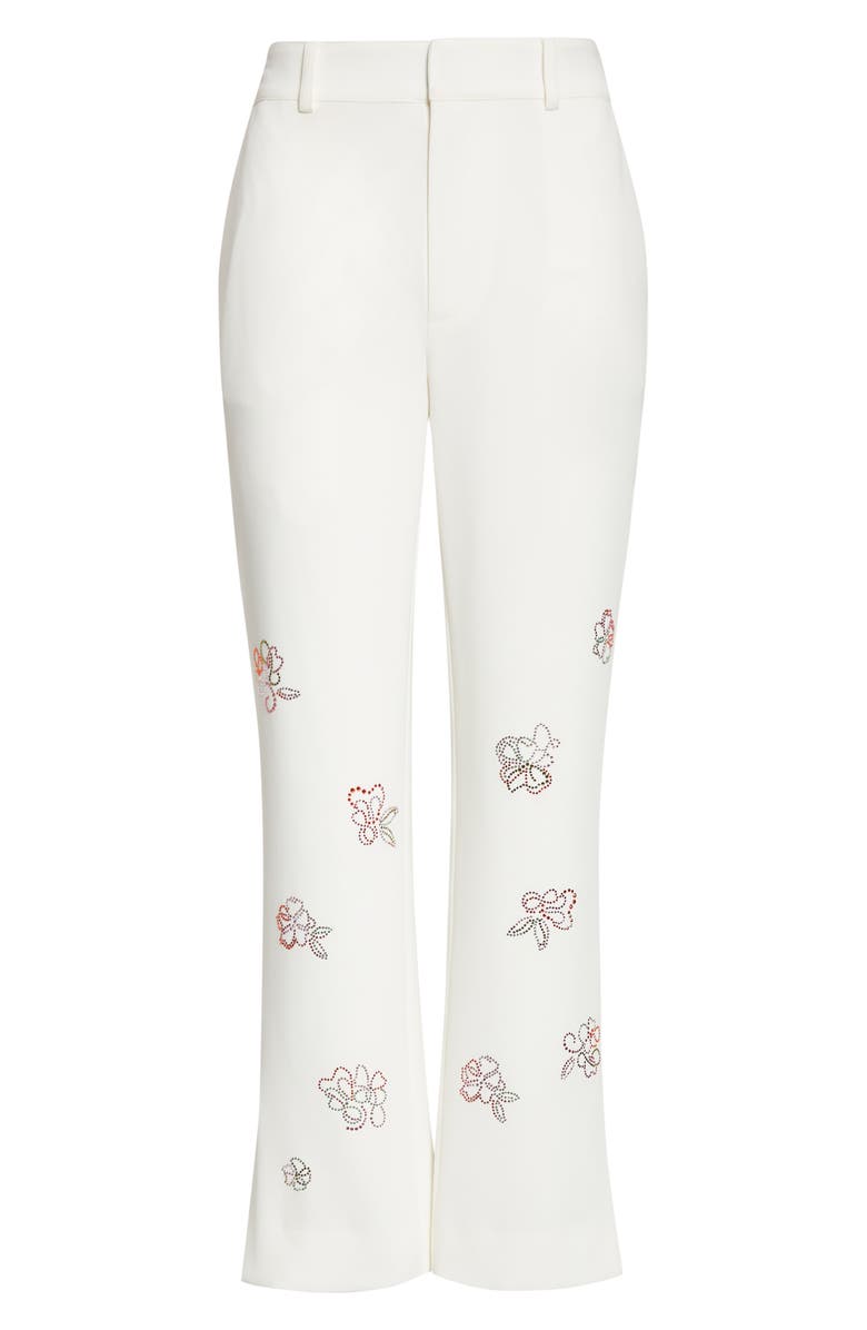 Cinq à Sept Kerry Crystal Studded Crop Pants, Alternate, color, Ivory Multi