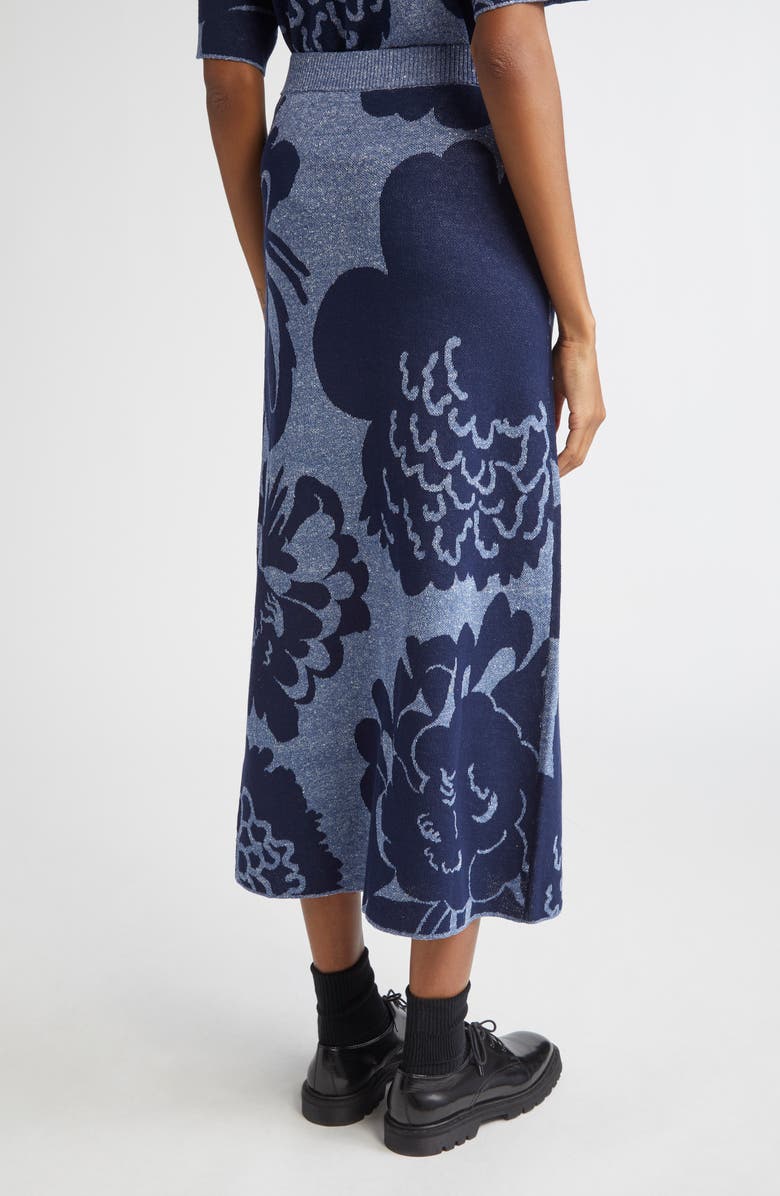 Marimekko Sivellys Pioni Linen Blend Sweater Skirt, Alternate, color, Dark Blue