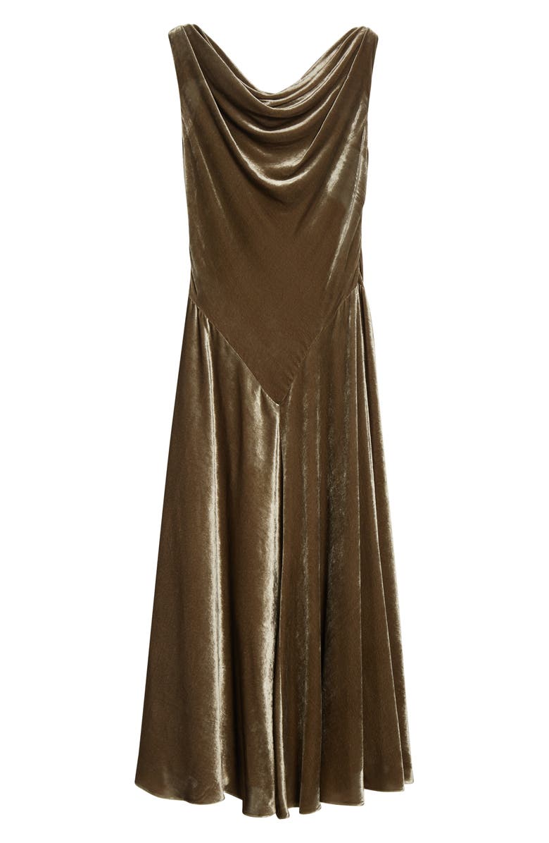 Altuzarra Drina Cowl Neck Stretch Velvet Gown, Alternate, color, Clove