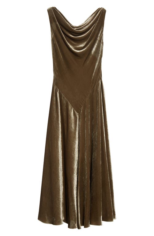 Altuzarra Drina Cowl Neck Stretch Velvet Gown In Gray