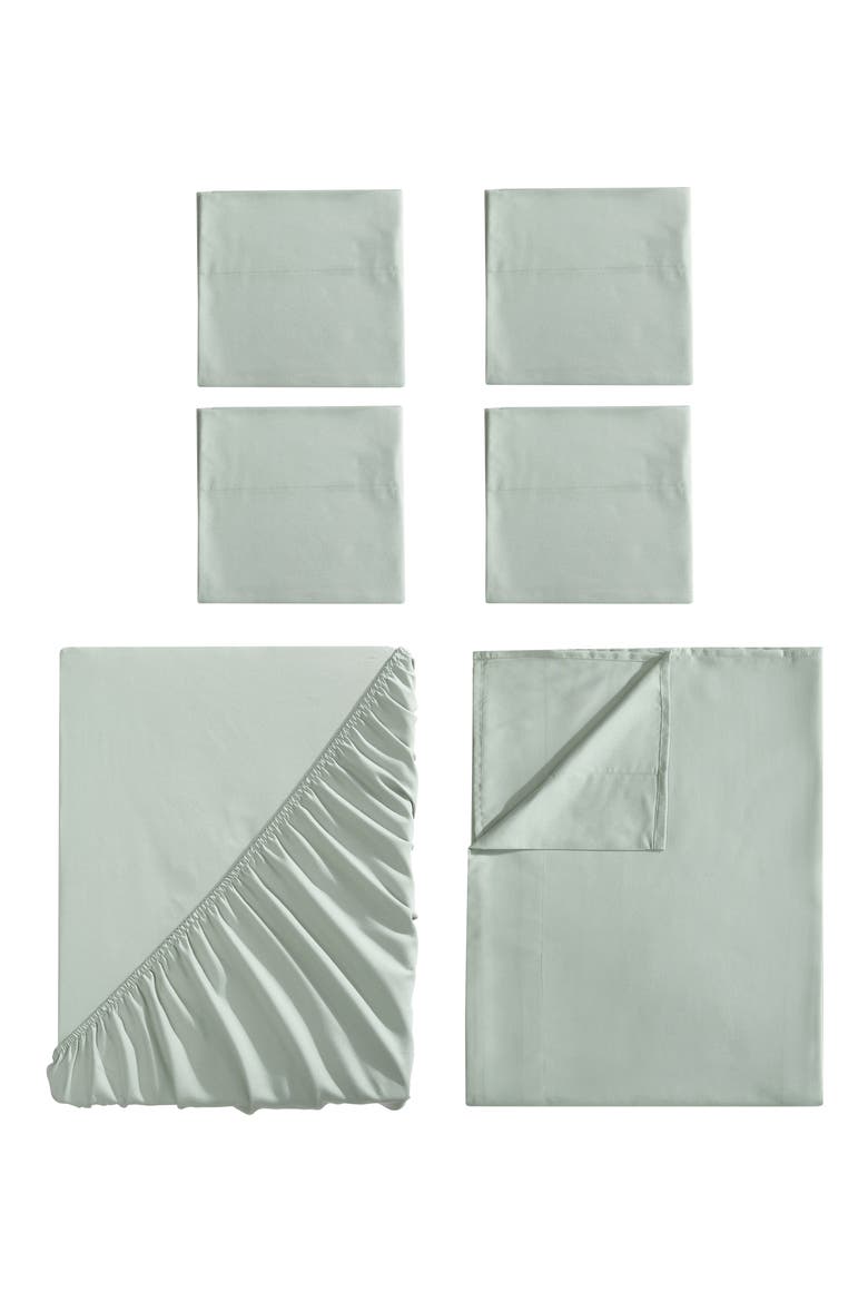 Solid 6-Piece Queen Sheet Set, Main, color, DESERT SAGE