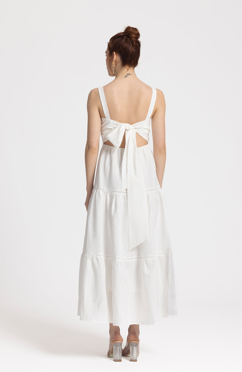 Monlicia Ella Midi 100% Linen Dress In White