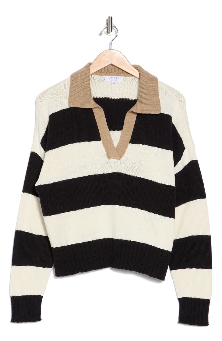 Blu Pepper Stripe Polo Sweater, Alternate, color, Ivory Multi