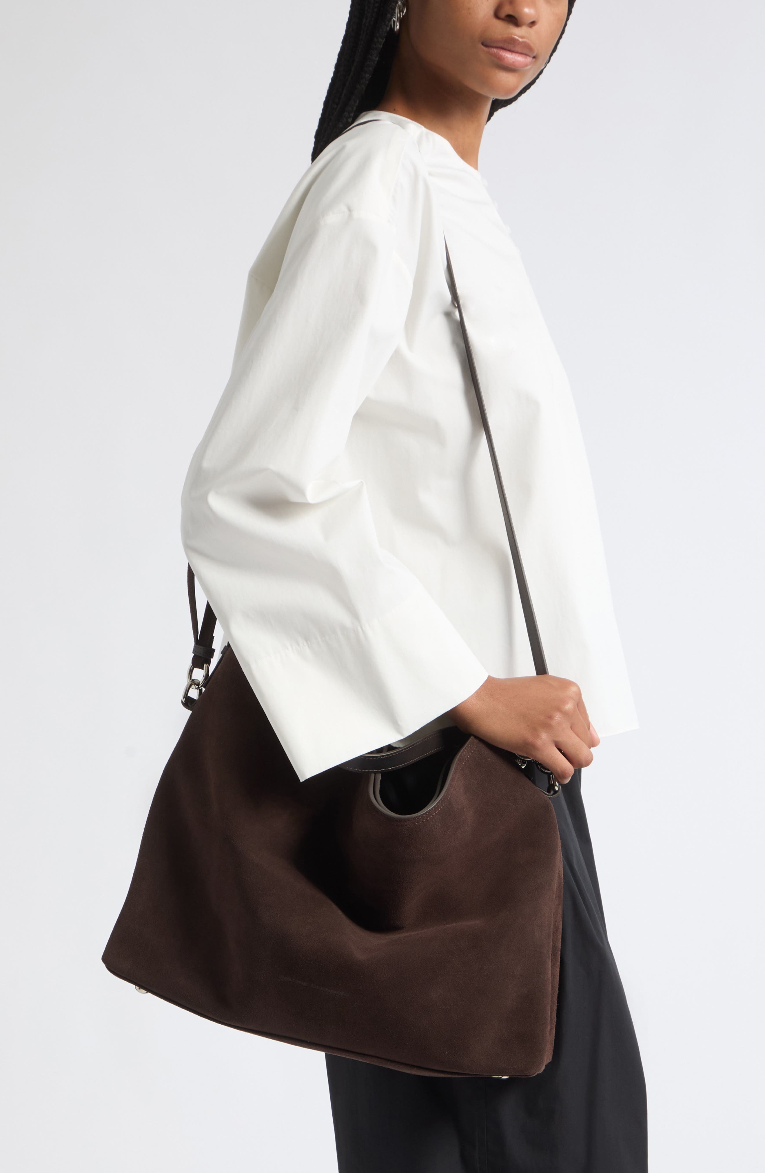 Marla Suede Hobo Bag, Alternate, color, BROWN