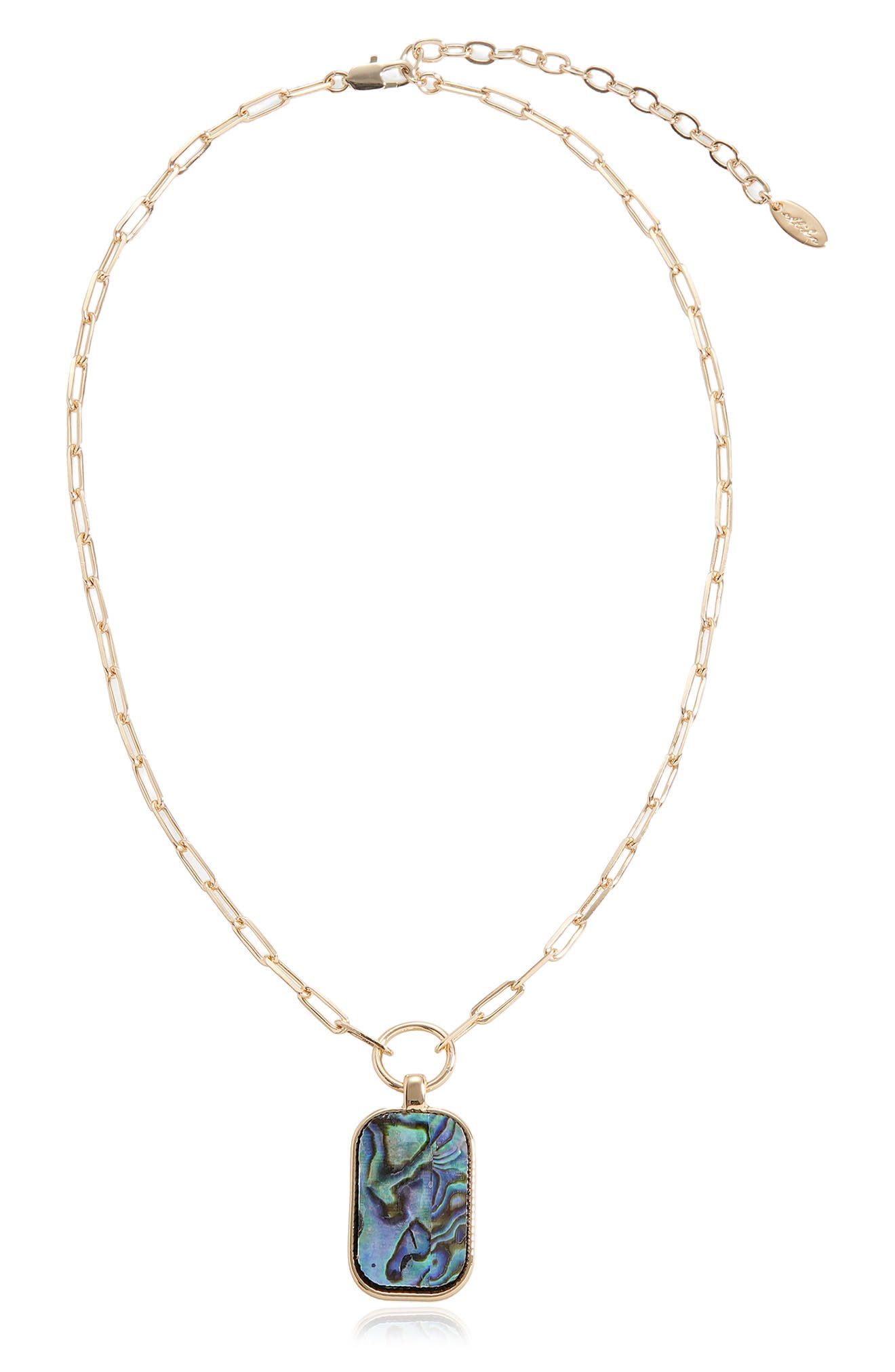 Abalone Inlay Rectangular Pendant Necklace