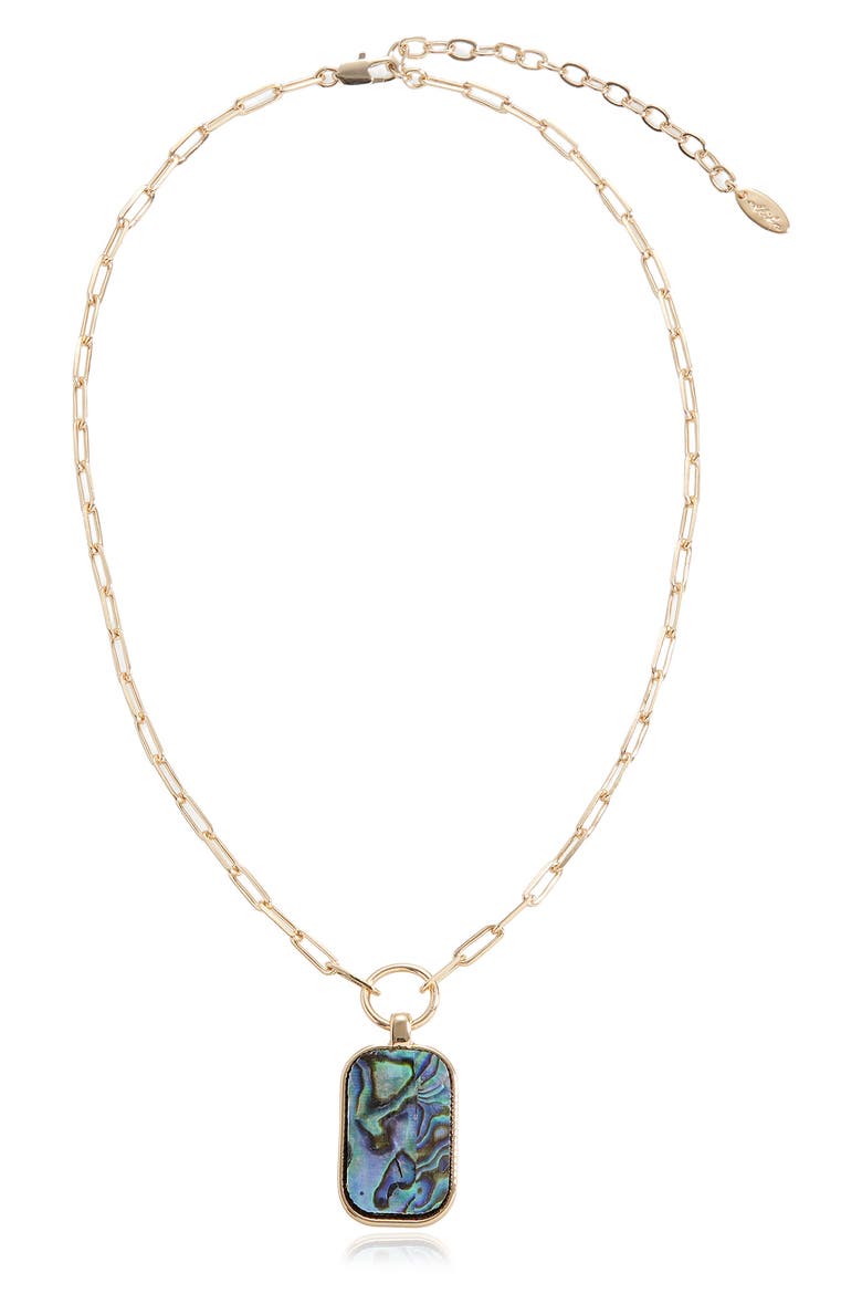 Abalone Inlay Rectangular Pendant Necklace, Main, color, ABALONE