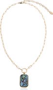 Ettika Abalone Inlay Rectangular Pendant Necklace