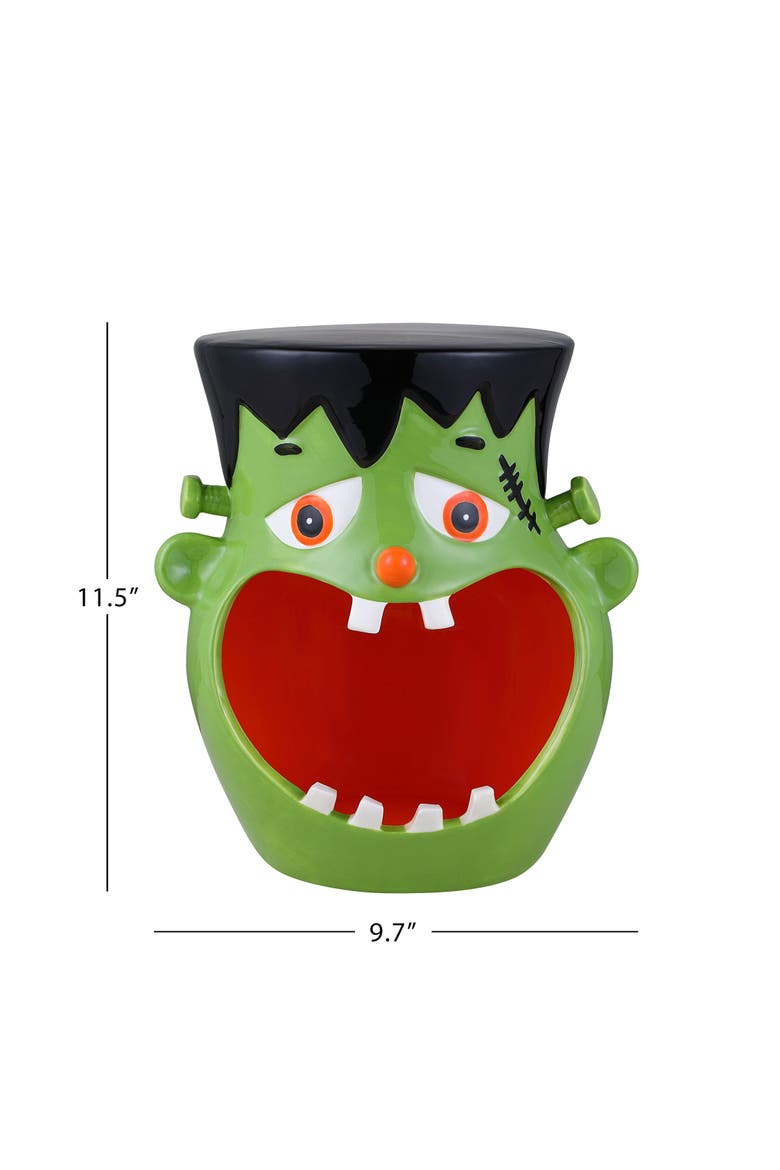 11.5 in. Motion Activated Ceramic Frankenstein Candy Bowl, Alternate, color, Multicolor