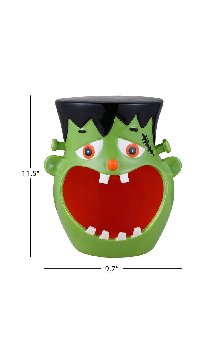 Mr. Halloween 11.5 in. Motion Activated Ceramic Frankenstein Candy Bowl, Alternate, color, Multicolor