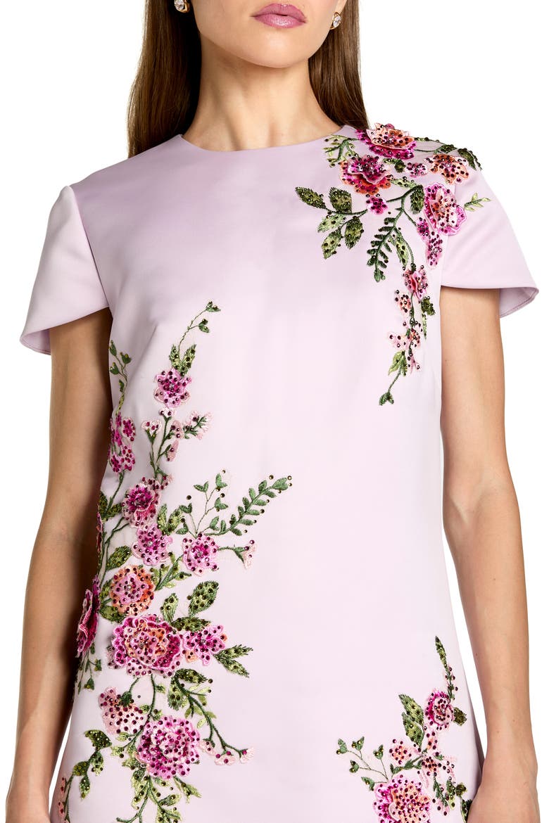 Women's Cap Sleeve Embroidered Satin Mini Dress, Alternate, color, Lilac