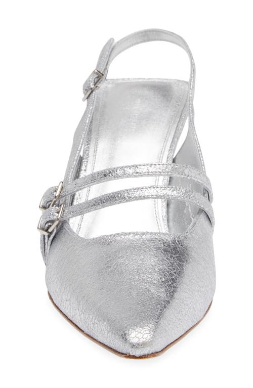 Kaanas Kaia Double Strap Slingback Pump In Silver