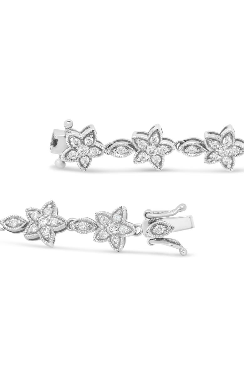 Haus of Brilliance 14K Gold 1 1/5 Cttw Round Diamond Floral Star-Shaped Link Bracelet, Alternate, color, White