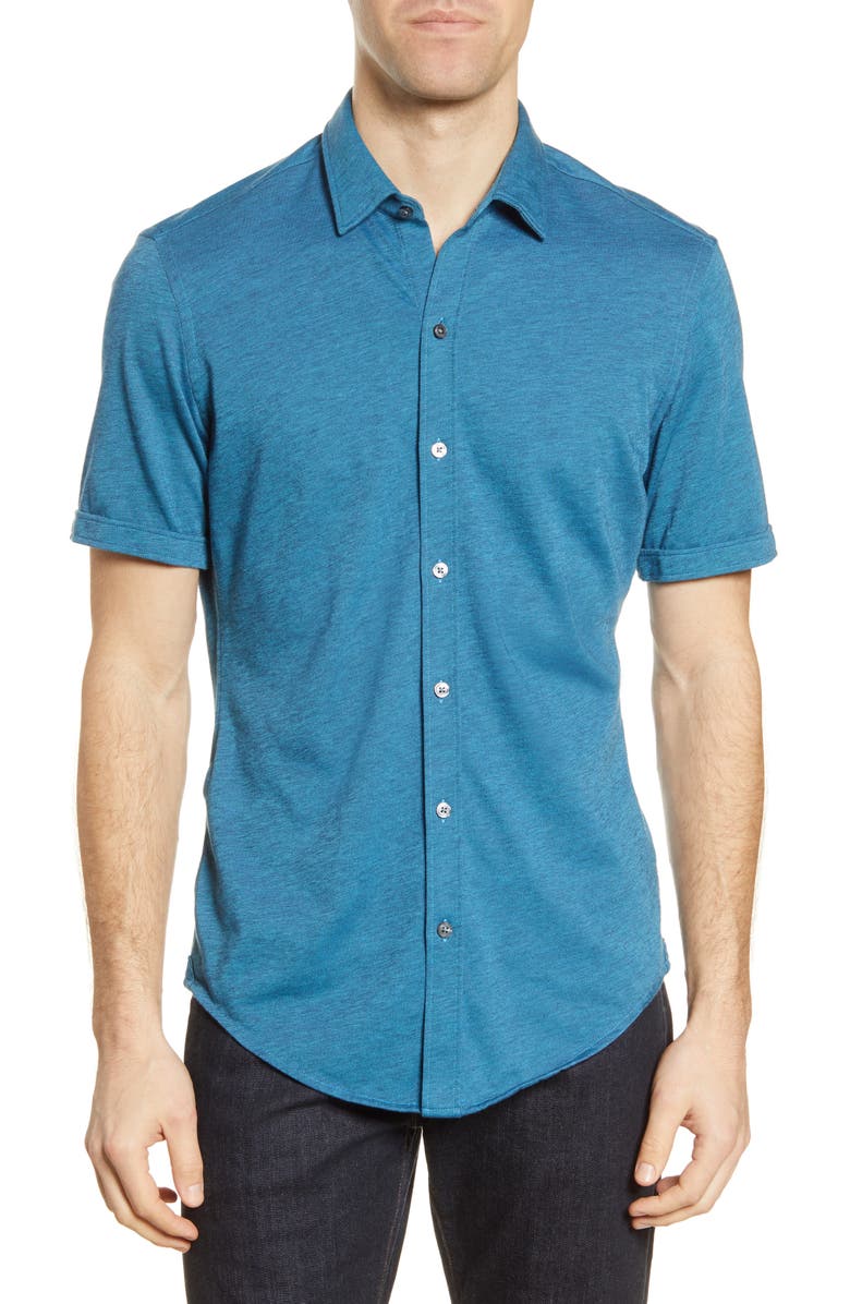 BOSS Robb Slim Fit Jersey Short Sleeve Sport Shirt, Main, color,