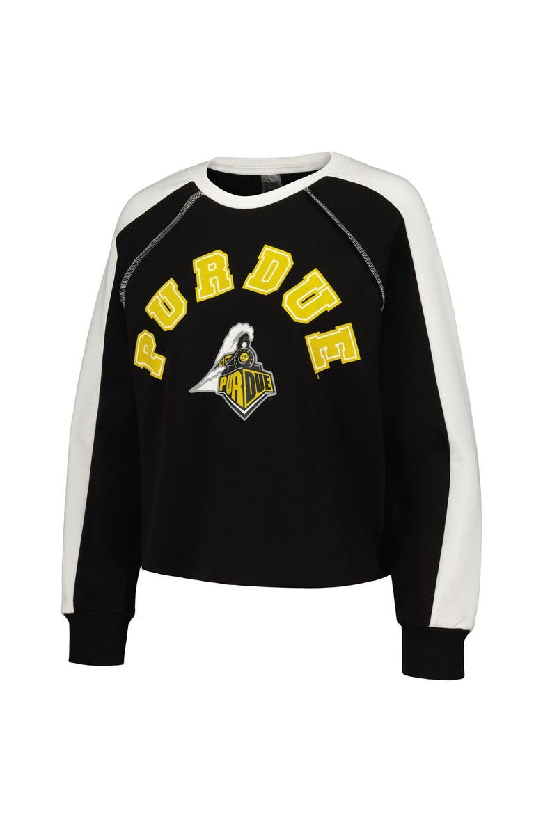 GAMEDAY COUTURE Women's Gameday Couture Black Purdue Boilermakers Blindside Raglan Cropped Pullover Sweatshirt, Alternate, color, Black