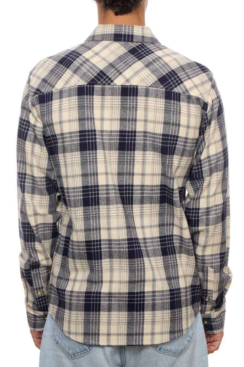 Flannel Button-Up Shirt, Alternate, color, NAVY