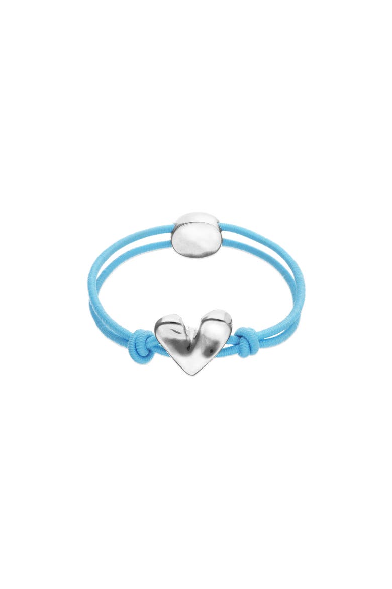 Elastic Thread Bracelet with Sterling Silver Plated Heart, Main, color, Blue