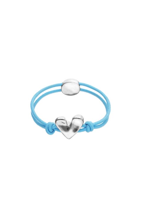 Elastic Thread Bracelet with Sterling Silver Plated Heart