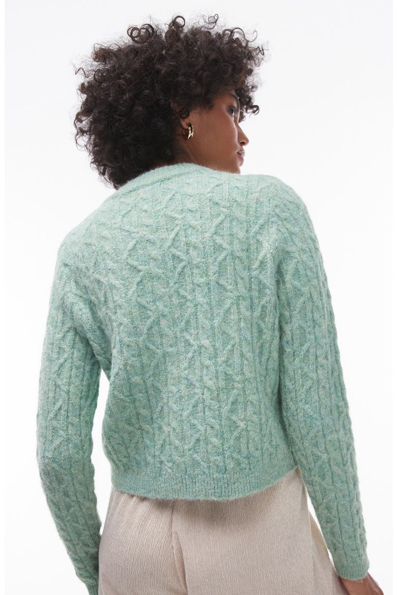 Cable Stitch Cardigan, Alternate, color, LIGHT GREEN