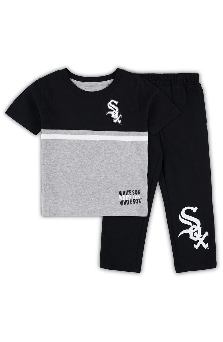 Outerstuff Toddler Black/White Chicago White Sox Batters Box T-Shirt & Pants Set, Main, color, Black