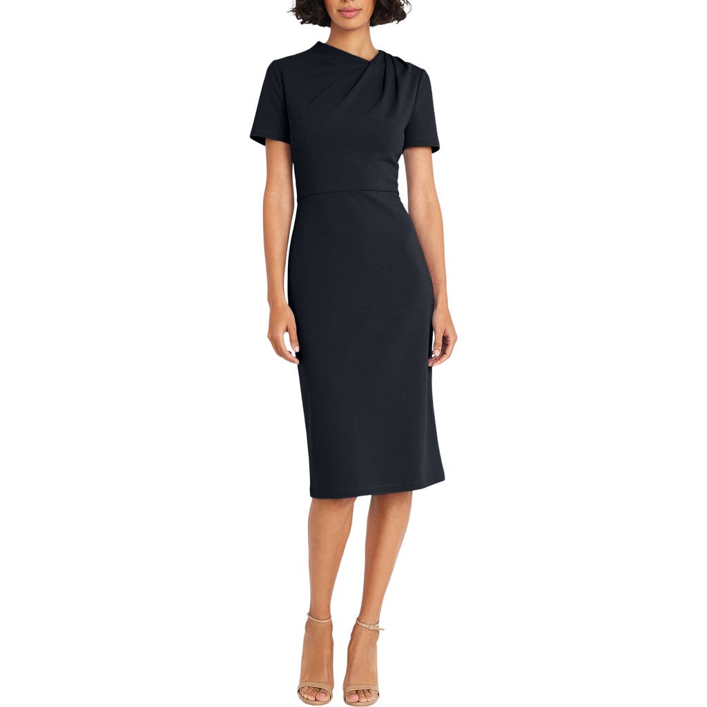maggy london midi sheath dress Maggy London Womens Gathered Knee Length Bodycon Dress GREEN 2