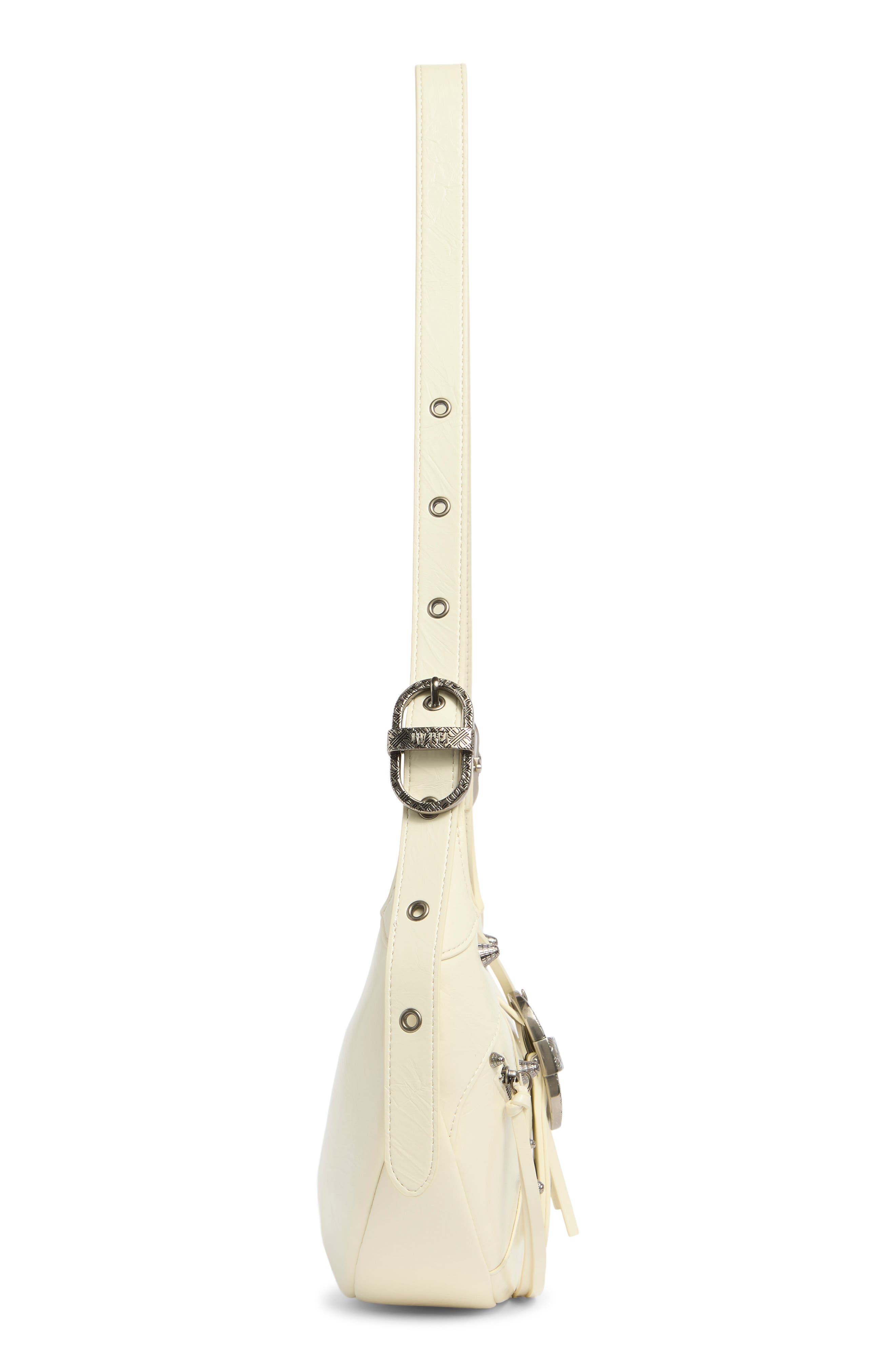 Tessa Moto Zip Shoulder Bag, Alternate, color, WHITE
